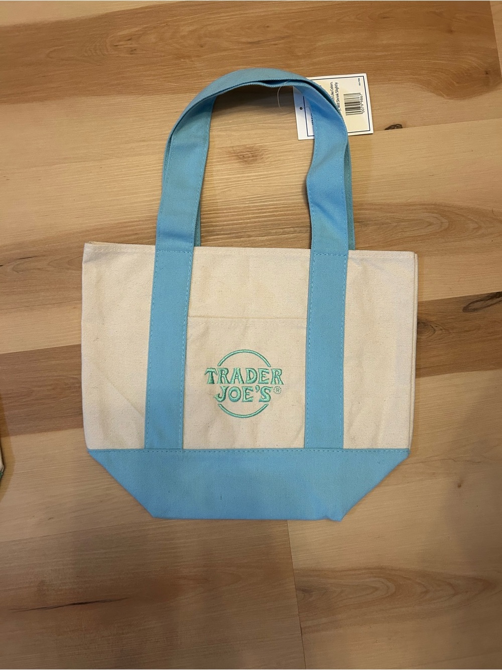 Mint Canvas Tote Bag - Mint & Cream - Picture 2 of 4